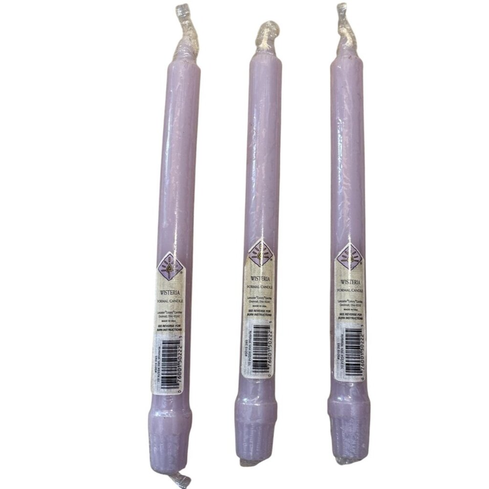 Lancaster Colony Candles Wisteria 10" Formal Candle Set Of 3 Made in USA